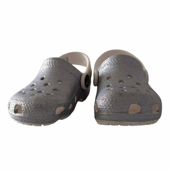 Silver glitter crocs size C6 baby crocs Christmas slides holiday - Picture 4 of 8